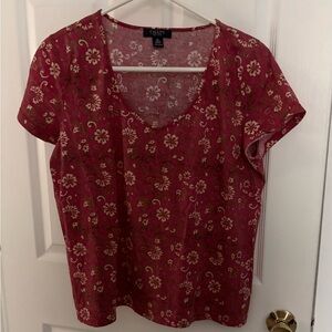 Chaps Women's Fuchsia Floral Short Sleeve Top